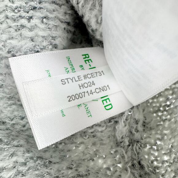 J. Crew Embellished Pullover Sweater Long Sleeve Light Grey Silver Size M NWT - Picture 8 of 12